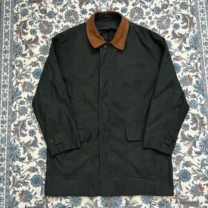 Vintage Barneys New York Black Trench Coat with Brown Collar